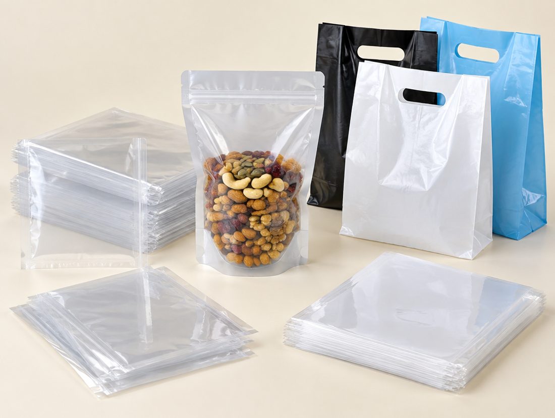 Clear pouches, zip-lock pouch and carry covers